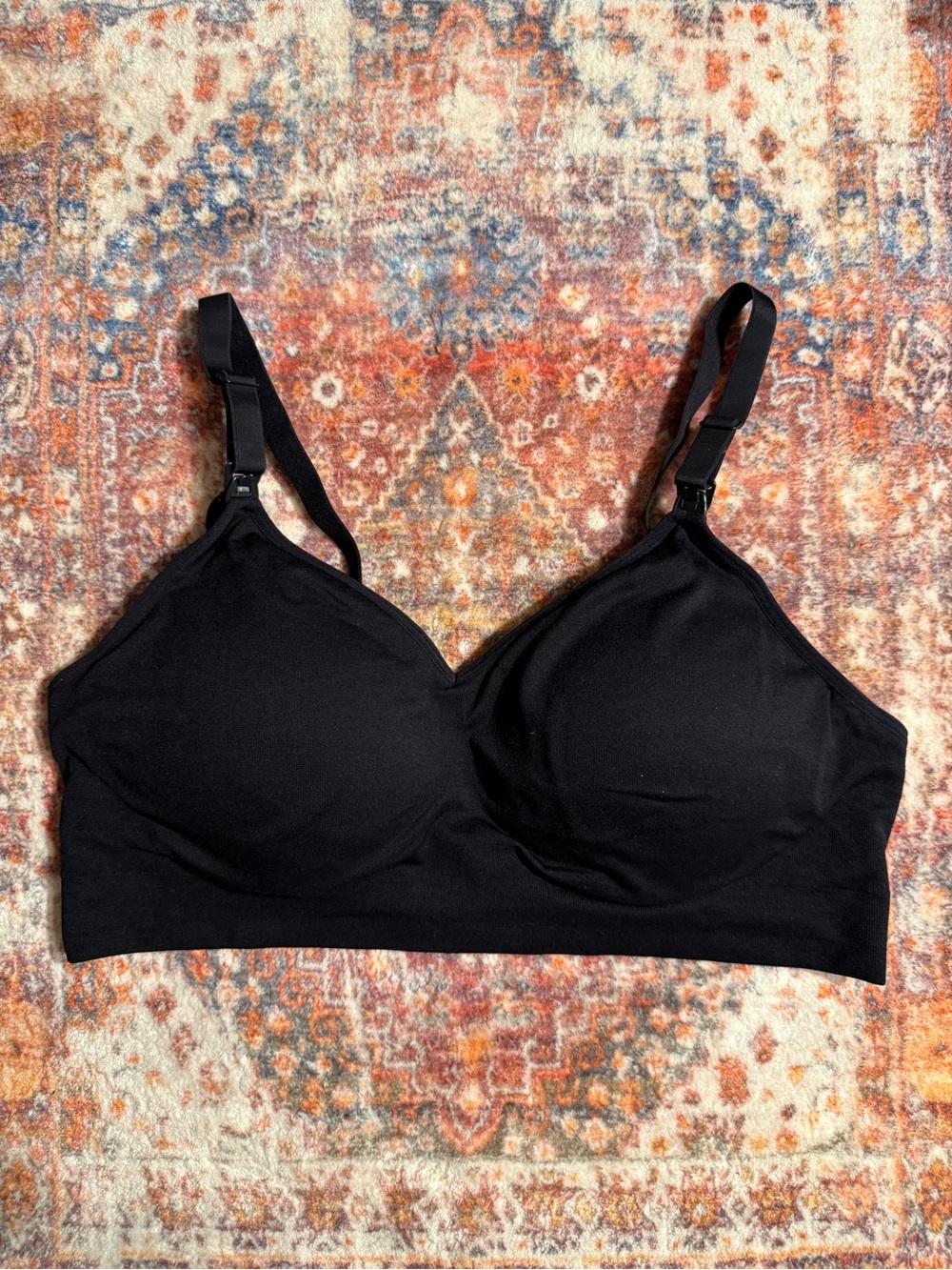 Auden Black Seamless Nursing Bra Size Large Lightly Lined